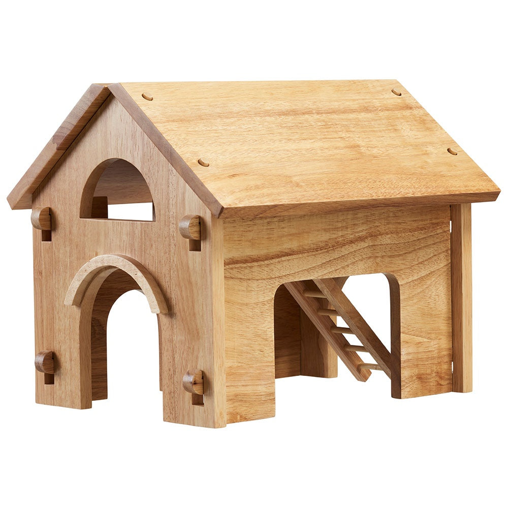 Wooden deluxe farm barn playset with natural wood characters