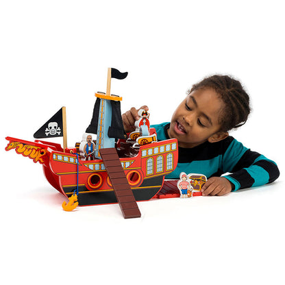 Wooden pirate ship playset