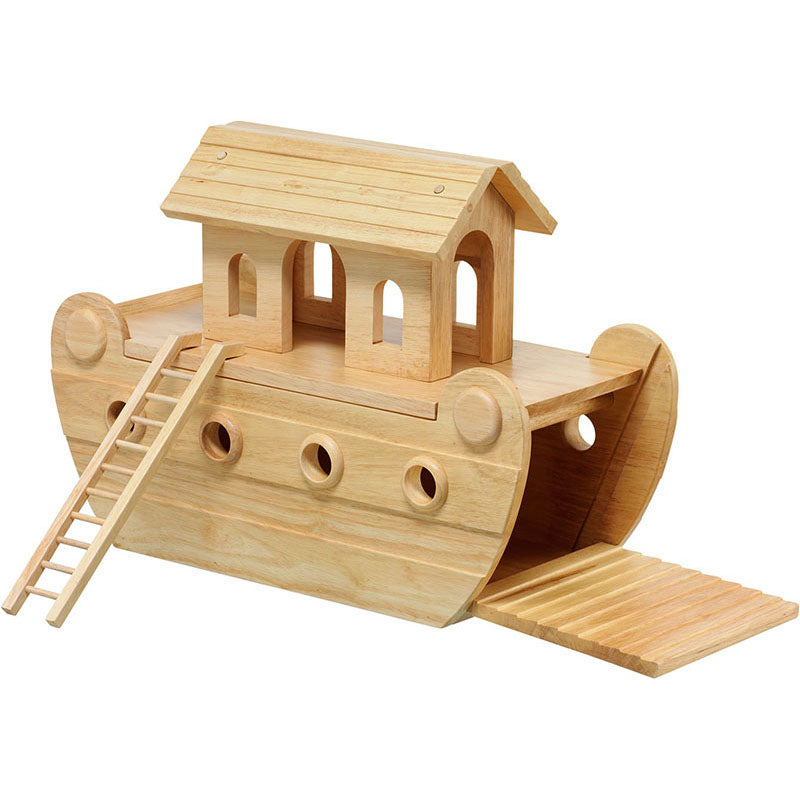 Wooden deluxe Noahs ark playset with natural wood characters