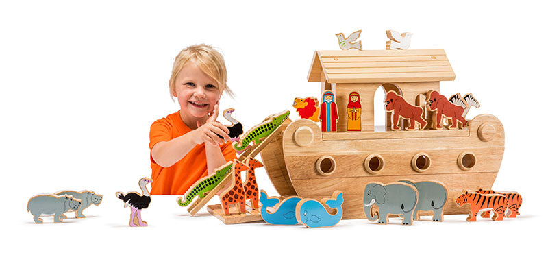 Wooden deluxe Noahs ark playset with colourful characters