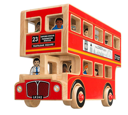 Wooden deluxe London bus playset with figures