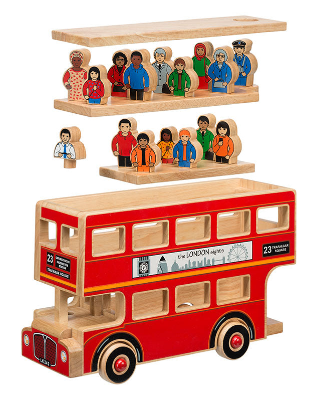 Wooden deluxe London bus playset with figures