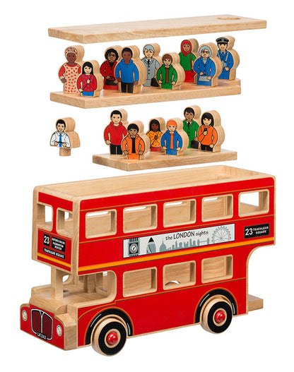 Wooden deluxe London bus playset with figures