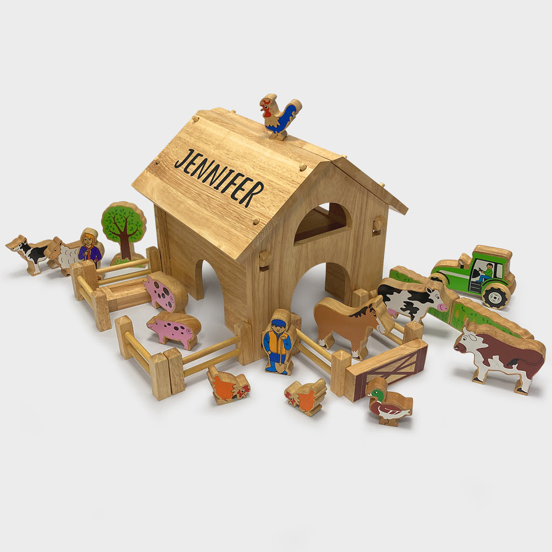 Wooden deluxe farm barn playset with colourful characters