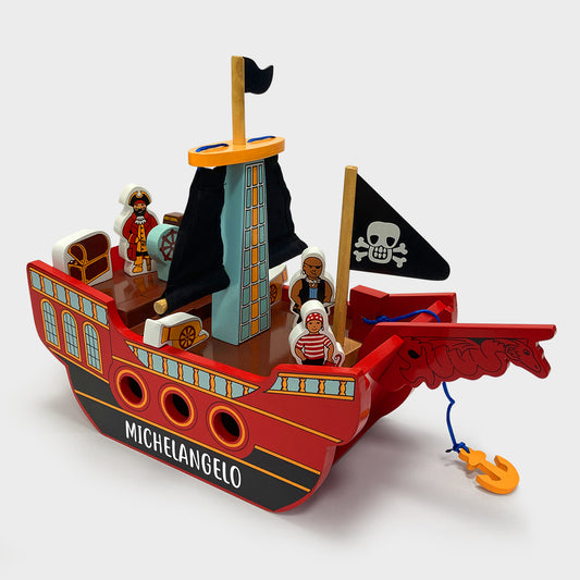 Wooden pirate ship playset